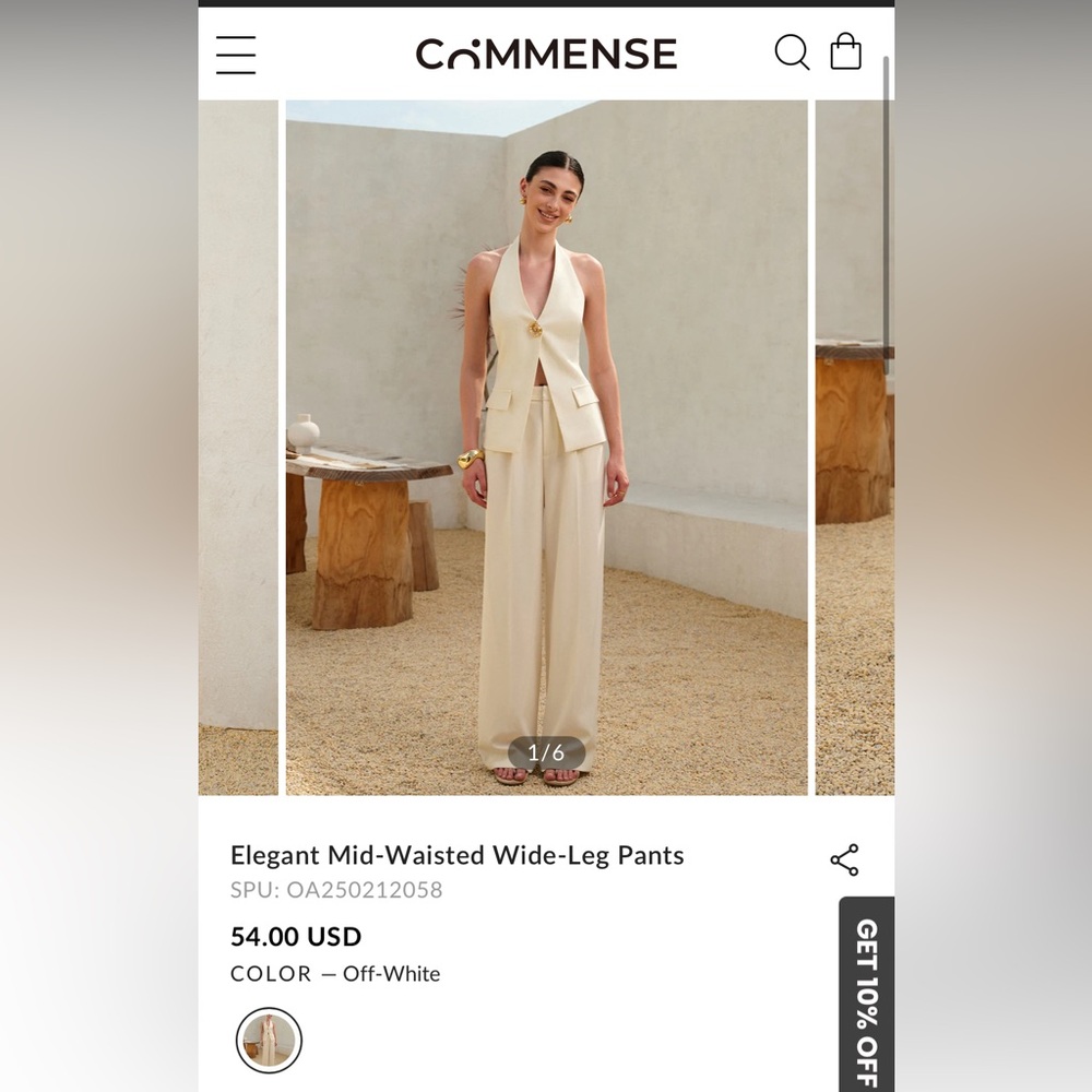 Commense Cream Wide Leg Pants for Semi-Formal Elegance